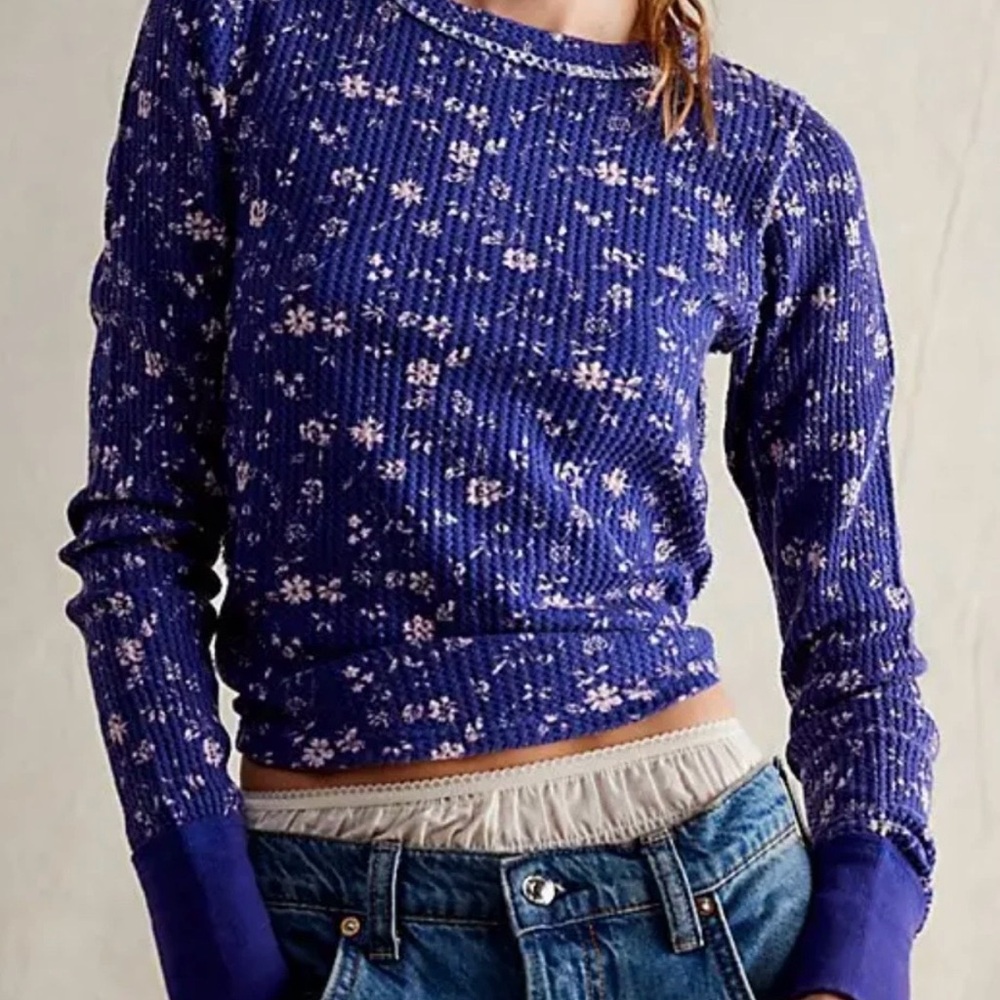 NWT Free People We The Free Pretty Little Long Sleeve Thermal Top